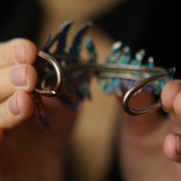 Fern leaf bracelet in colored silver - Picture 3 of 6